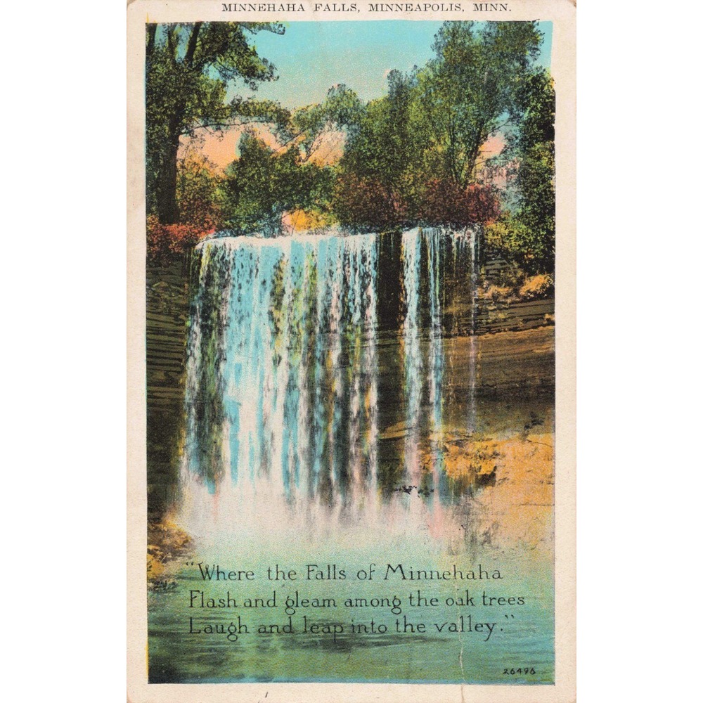 Vintage 1927 Minnehaha Falls Minneapolis Minnesota Postcard H.A. Olson 26496 - Picture 1 of 2